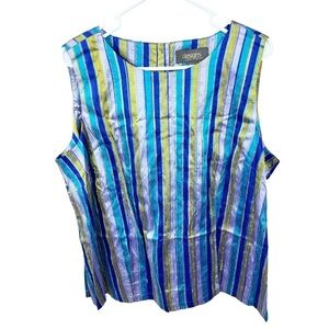 Designs by Lane Bryant Blue Green Silk Sleeveless Vintage Top Size 18/20